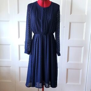 Solitaire Dark Blue Polka Dot Sheer Dress – Romantic Vintage Style
